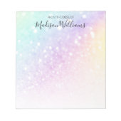 Hübscher holografischer Glitzer Girly Glamour Notizblock (Vorderseite)