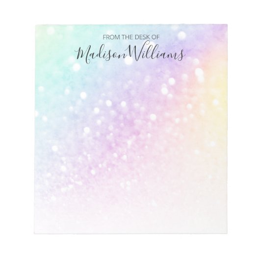 Hübscher holografischer Glitzer Girly Glamour Notizblock (Vorderseite)