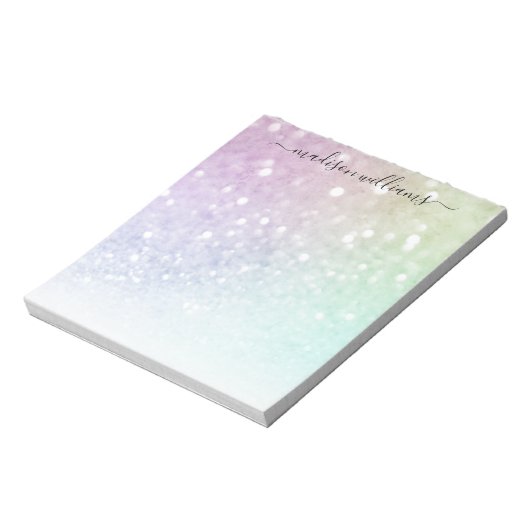 Hübscher holografischer Glitzer Girly Glamour Notizblock (Rotiert)