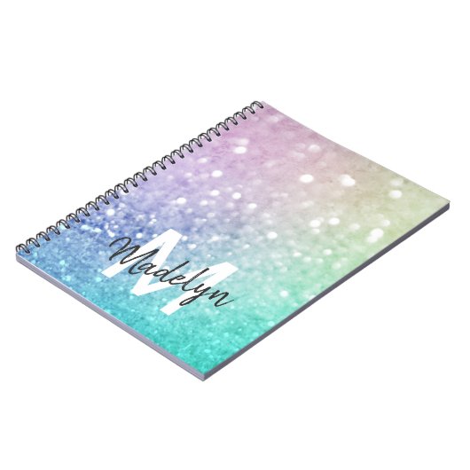 Hübscher holografischer Glitzer Girly Glamour Notizblock (Linke Seite)