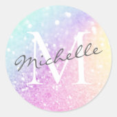 Hübscher holografischer Glitzer Girly Glamour Runder Aufkleber (Vorderseite)