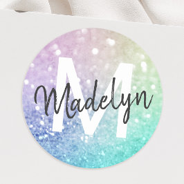 Hübscher holografischer Glitzer Girly Glamour Runder Aufkleber