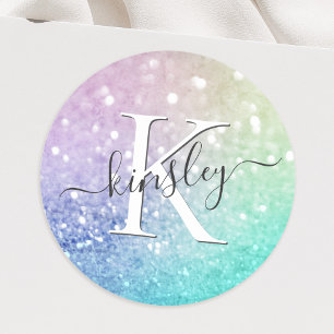 Hübscher holografischer Glitzer Girly Glamour Runder Aufkleber