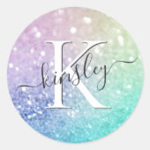 Hübscher holografischer Glitzer Girly Glamour Runder Aufkleber (Vorderseite)