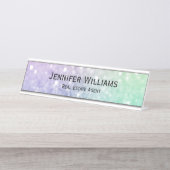 Hübscher holografischer Glitzer Girly Glamour Schreibtischnamensplakette (Vorderseite )