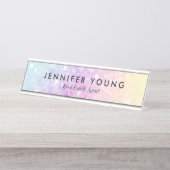 Hübscher holografischer Glitzer Girly Glamour Schreibtischnamensplakette (Vorderseite )