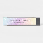 Hübscher holografischer Glitzer Girly Glamour Schreibtischnamensplakette (Vorderseite )