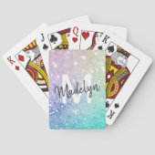 Hübscher holografischer Glitzer Girly Glamour Spielkarten (Rückseite)