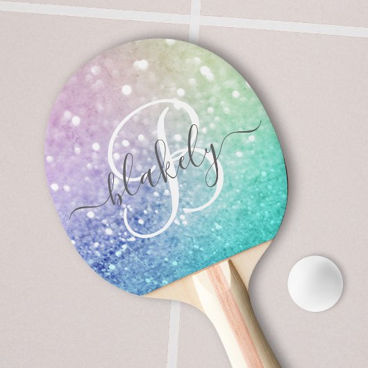 Hübscher holografischer Glitzer Girly Glamour Tischtennis Schläger