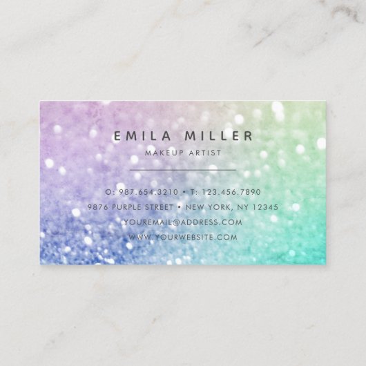 Hübscher holografischer Glitzer Girly Glamour Visitenkarte (Rückseite)