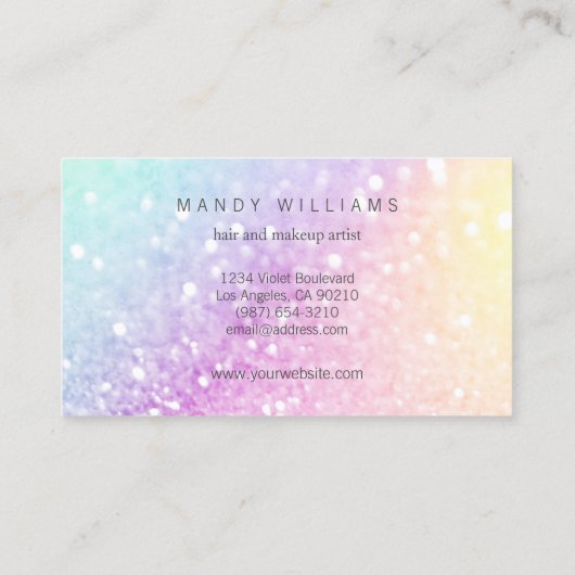 Hübscher holografischer Glitzer Girly Glamour Visitenkarte (Rückseite)