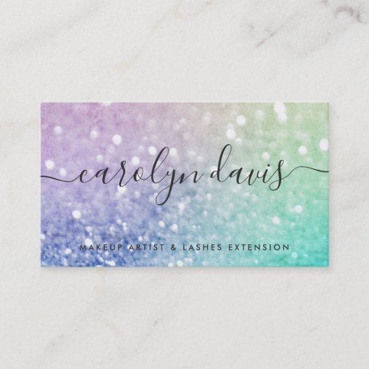 Hübscher holografischer Glitzer Girly Glamour Visitenkarte (Vorderseite)