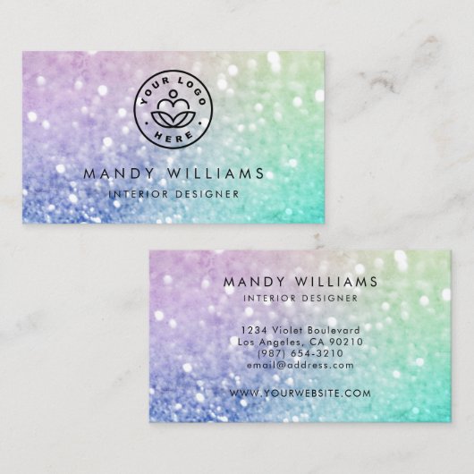 Hübscher holografischer Glitzer Girly Glamour Visitenkarte (Vorne/Hinten)