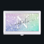 Hübscher holografischer Glitzer Girly Glamour Visitenkarten Dose<br><div class="desc">Dieses farbenfrohe,  bunt-bunt-bunt-bunt-Glitzer-Muster lässt sich einfach mit Ihren individuellen Details personalisieren.</div>