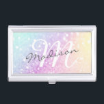 Hübscher holografischer Glitzer Girly Glamour Visitenkarten Dose<br><div class="desc">Dieses farbenfrohe,  bunt-bunt-bunt-bunt-Glitzer-Muster lässt sich einfach mit Ihren individuellen Details personalisieren.</div>