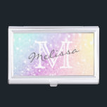 Hübscher holografischer Glitzer Girly Glamour Visitenkarten Dose<br><div class="desc">Dieses farbenfrohe,  bunt-bunt-bunt-bunt-Glitzer-Muster lässt sich einfach mit Ihren individuellen Details personalisieren.</div>