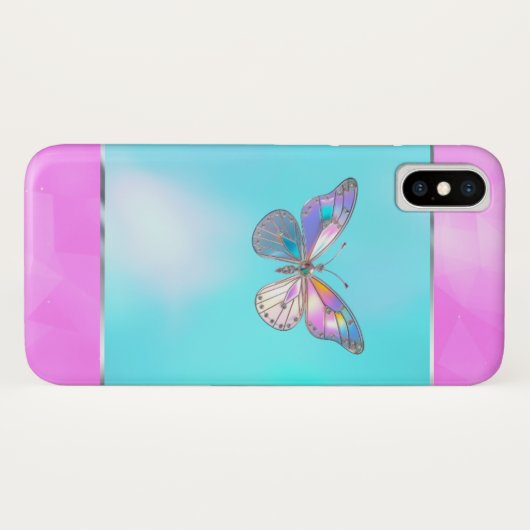 Hübscher Holografischer Silver Butterfly iPhone X Case-Mate iPhone Hülle (Rückseite (Horizontal))