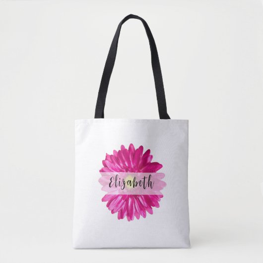 Hübscher Hot Pink Daisy Individuelle Name Tasche (Vorderseite)
