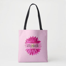 Hübscher Hot-Pink-Daisy-Individuelle Name und Mono Tasche