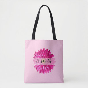 Hübscher Hot-Pink-Daisy-Individuelle Name und Mono Tasche