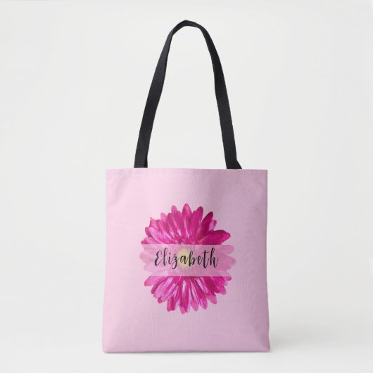 Hübscher Hot-Pink-Daisy-Individuelle Name und Mono Tasche (Vorderseite)