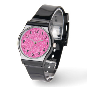 Hübscher Hot Pink Luxus Glitzer Armbanduhr
