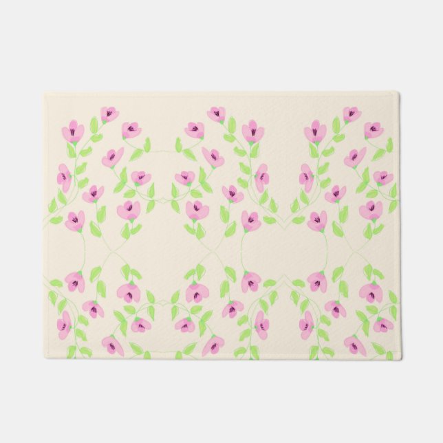 Hübscher Hübsch rosa Flower Floor Mat Fußmatte (Vorderseite)