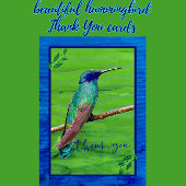 Hübscher Hummingbird Gerahmt in Grün und Blau Dankeskarte
