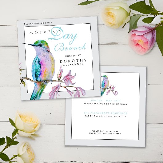 Hübscher Hummingbird Muttertag Einladung
