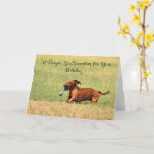 Hübscher Hund Dackel Happy Birthday card. Karte (Gelbe Blume)