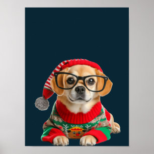 Hübscher Hund hässlicher Weihnachtspullover Poster