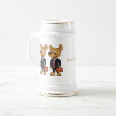 Hübscher Hund mit Anzug Cartoon Bierglas (Vorderseite Links)