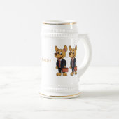 Hübscher Hund mit Anzug Cartoon Bierglas (VorderseiteRechts)