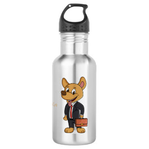 Hübscher Hund mit Anzug Cartoon Edelstahlflasche