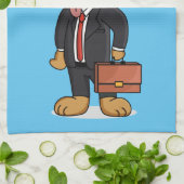 Hübscher Hund mit Anzug Cartoon Geschirrtuch (Gefaltet)