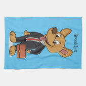 Hübscher Hund mit Anzug Cartoon Geschirrtuch (Horizontal)