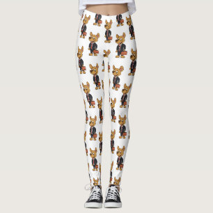 Hübscher Hund mit Anzug Cartoon Leggings