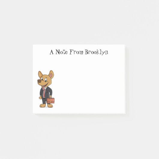 Hübscher Hund mit Anzug Cartoon Post-it Klebezettel (Vorderseite)