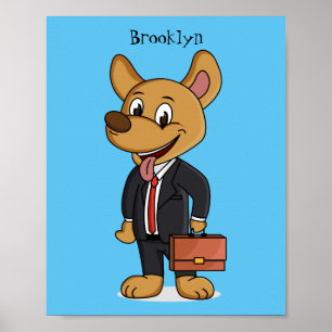 Hübscher Hund mit Anzug Cartoon Poster