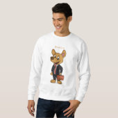 Hübscher Hund mit Anzug Cartoon Sweatshirt (Vorne ganz)