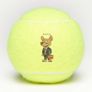 Hübscher Hund mit Anzug Cartoon Tennisbälle