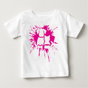Hübscher Hund und Katze beste Freunde rosa Farbspr Baby T-shirt