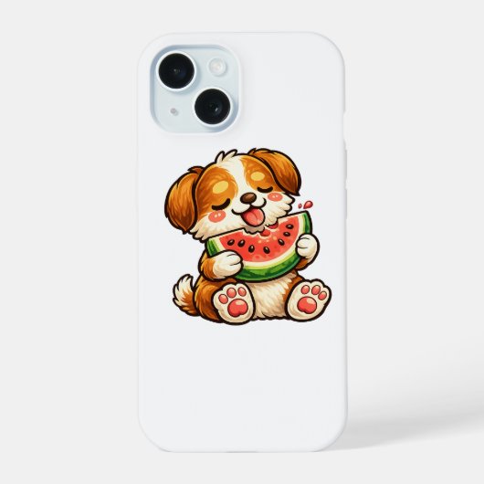 Hübscher Hund Wassermelone iPhone 15 Hülle (Rückseite)