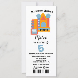 Hübscher Hüpfburg-Geburtstagsticket-Stil Einladung