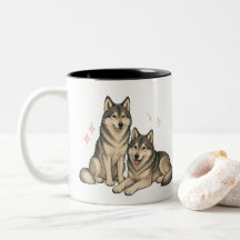 Hübscher Husky- und Wolf-Duo-Becher | Liebhaber de