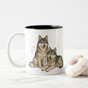 Hübscher Husky- und Wolf-Duo-Becher Liebhaber de Zweifarbige Tasse