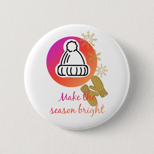 Hübscher Hut und Mittens Wintersaison - Helle Button (Vorderseite)