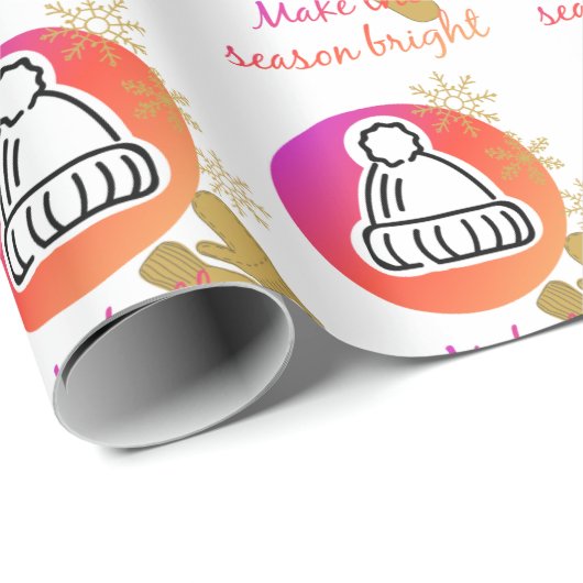 Hübscher Hut und Mittens Wintersaison - Helle Geschenkpapier (Rolleneckpunkt)