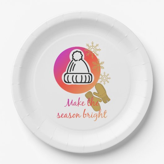 Hübscher Hut und Mittens Wintersaison - Helle Pappteller (Vorderseite)