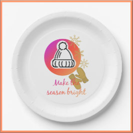 Hübscher Hut und Mittens Wintersaison - Helle Pappteller